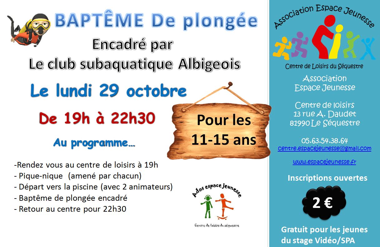 bapteme de plngée 11-15 ans