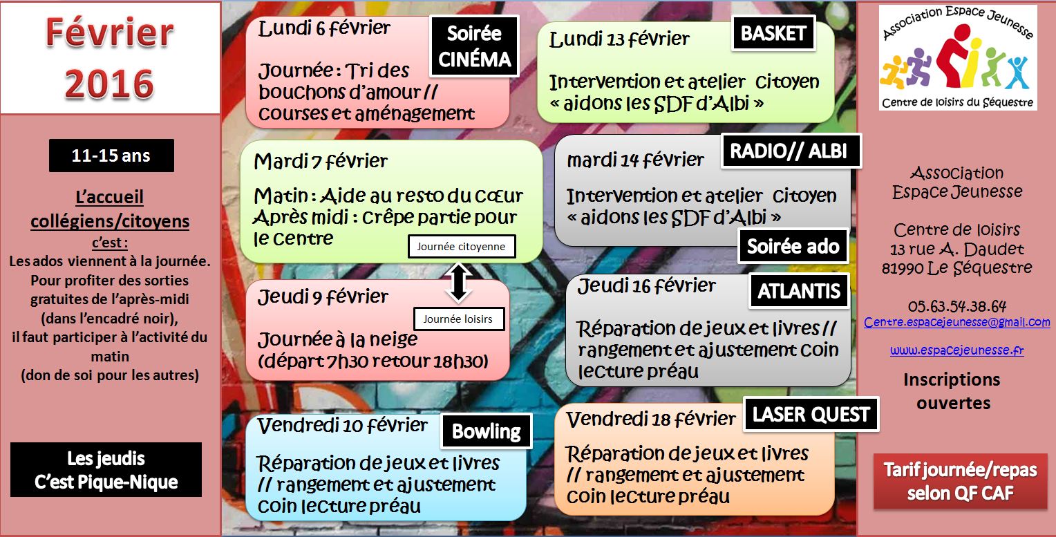 planning fevrier ado