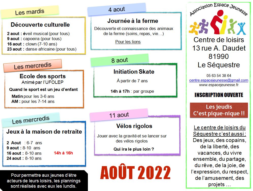 programme aout