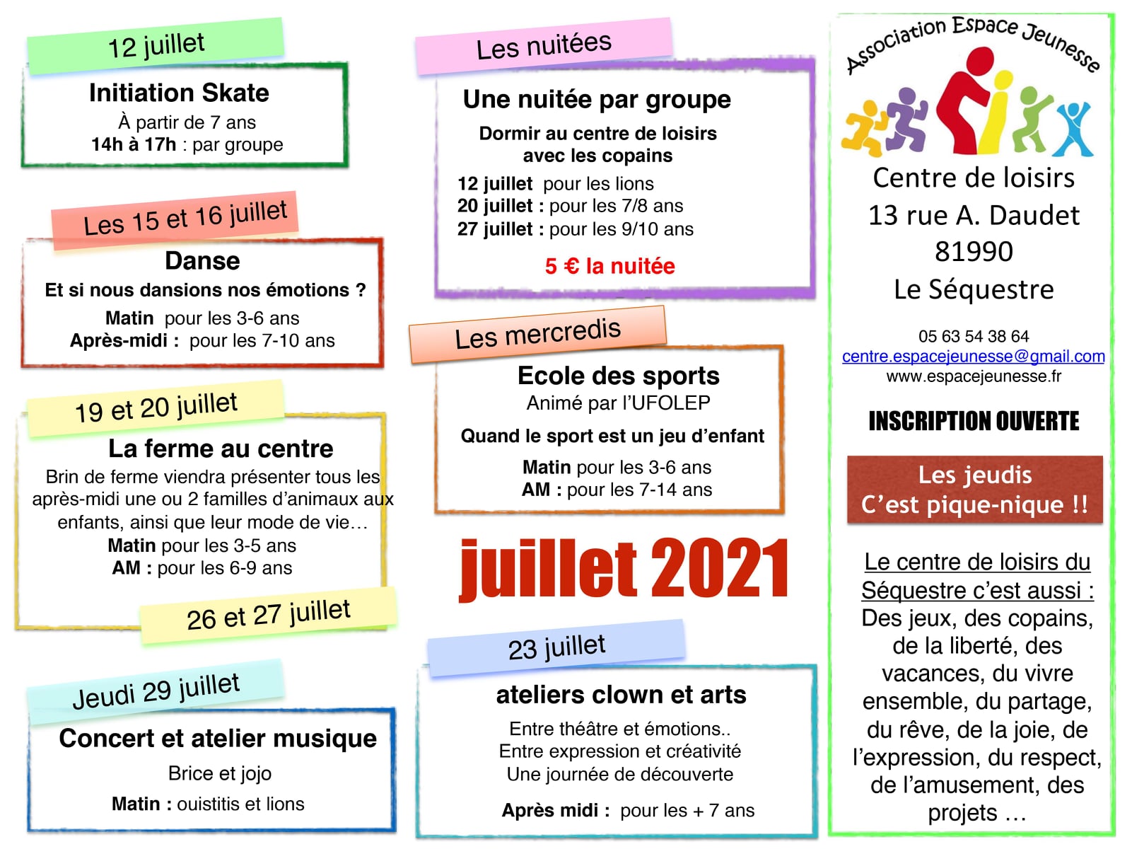 programme juillet